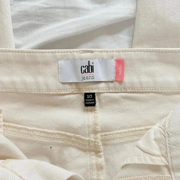 Cabi Women's Size 10 soho Cream Straight Leg Trousers - Picture 2 of 6
